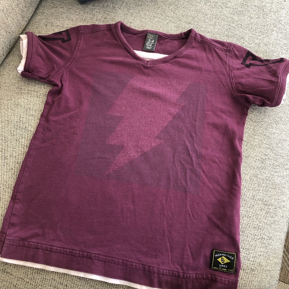 Zara Kids T-shirt 2-4 years burgundy lightning